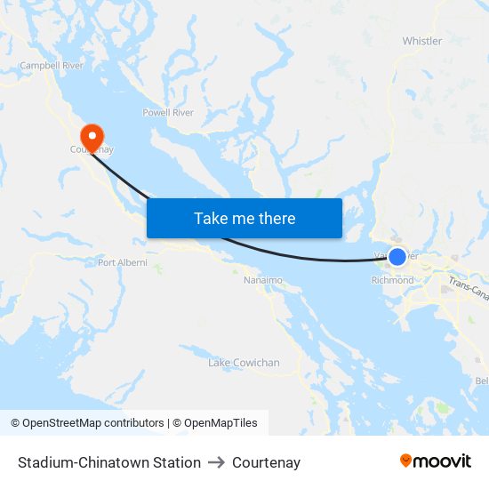 Stadium-Chinatown Station to Courtenay map