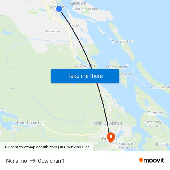 Nanaimo to Cowichan 1 map