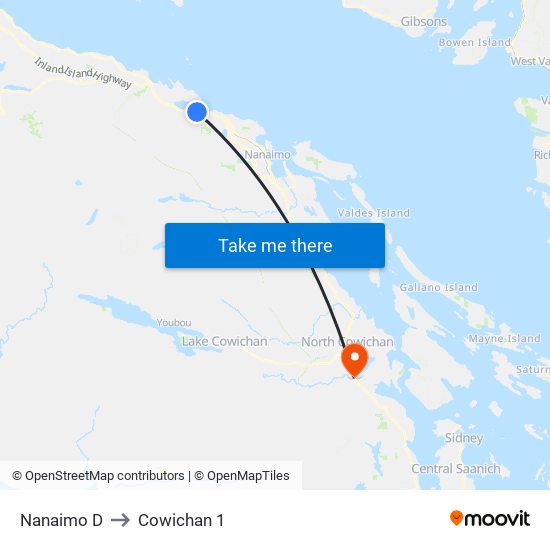 Nanaimo D to Cowichan 1 map