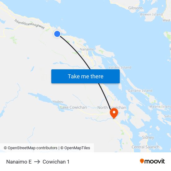 Nanaimo E to Cowichan 1 map