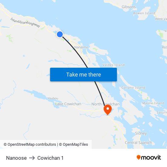 Nanoose to Cowichan 1 map