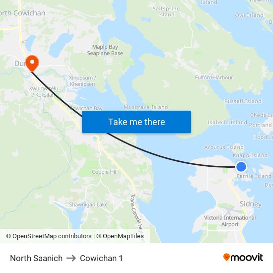 North Saanich to Cowichan 1 map