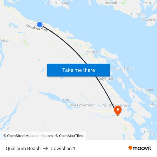 Qualicum Beach to Cowichan 1 map