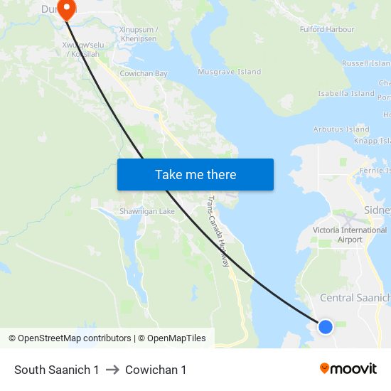 South Saanich 1 to Cowichan 1 map