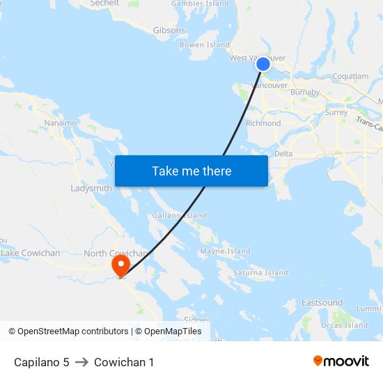 Capilano 5 to Cowichan 1 map