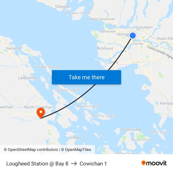 Lougheed Station @ Bay 8 to Cowichan 1 map