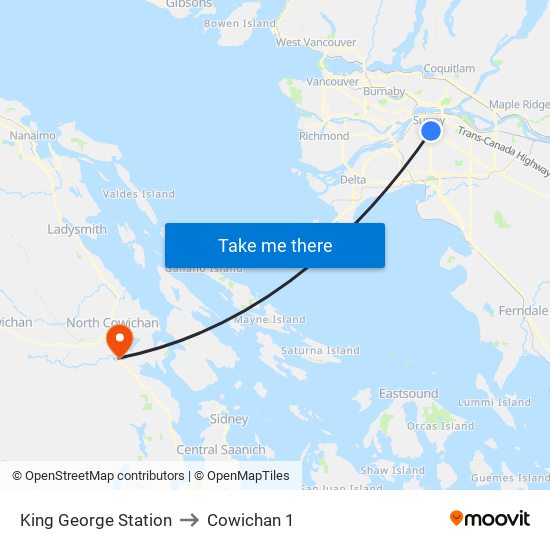 King George Station to Cowichan 1 map