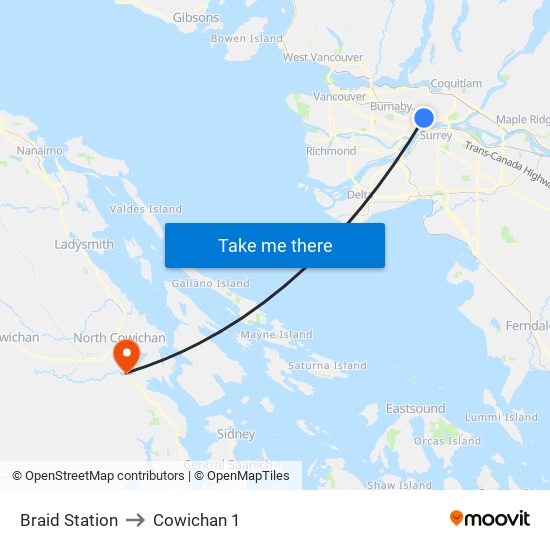 Braid Station to Cowichan 1 map