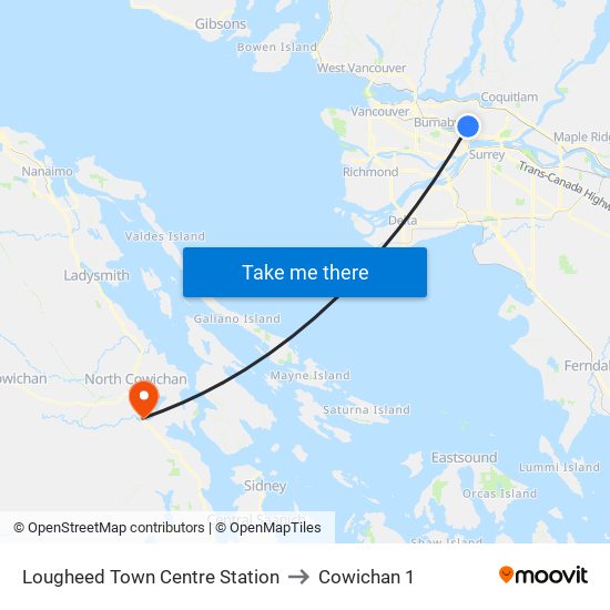 Lougheed Town Centre Station to Cowichan 1 map