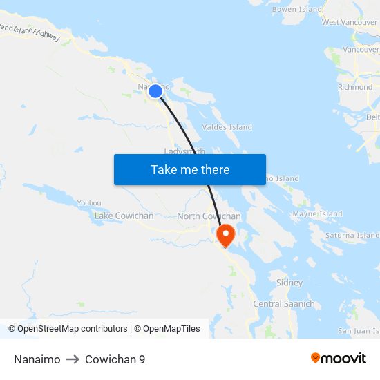 Nanaimo to Cowichan 9 map