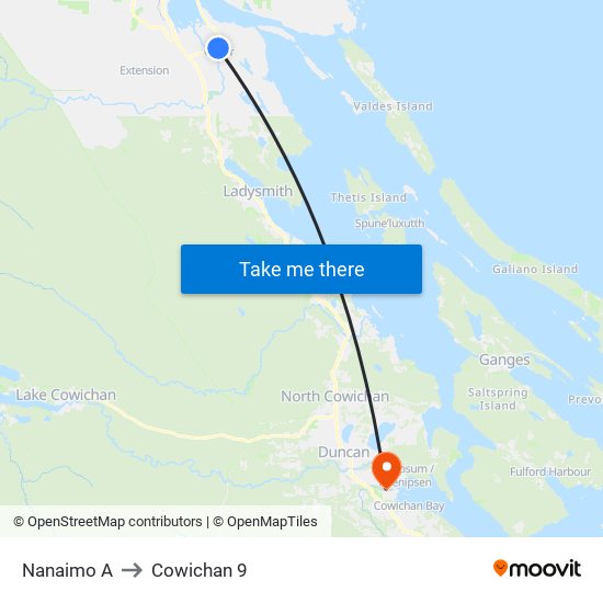 Nanaimo A to Cowichan 9 map