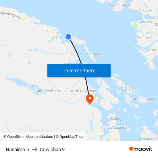 Nanaimo B to Cowichan 9 map