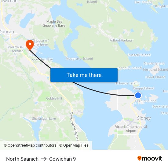 North Saanich to Cowichan 9 map