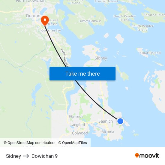 Sidney to Cowichan 9 map