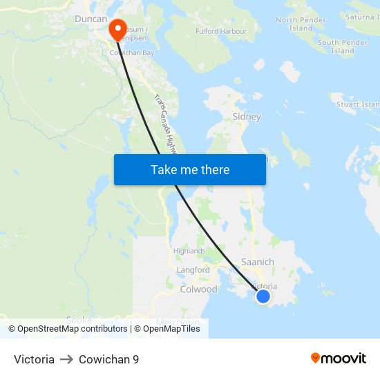 Victoria to Cowichan 9 map