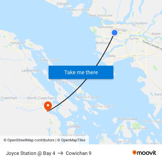 Joyce Station @ Bay 4 to Cowichan 9 map