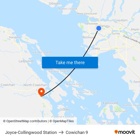 Joyce-Collingwood Station to Cowichan 9 map