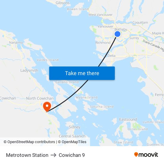 Metrotown Station to Cowichan 9 map