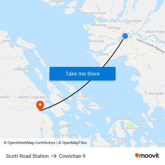 Scott Road Station to Cowichan 9 map