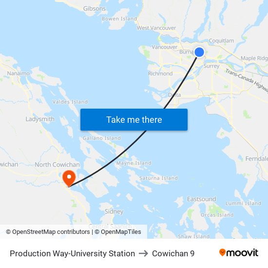 Production Way-University Station to Cowichan 9 map