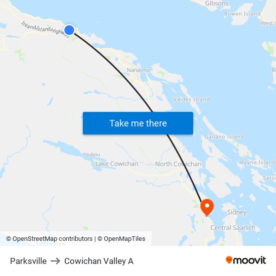 Parksville to Cowichan Valley A map