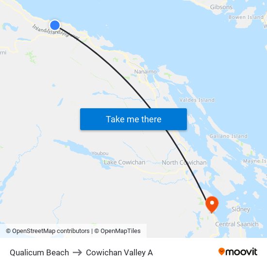 Qualicum Beach to Cowichan Valley A map