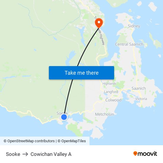 Sooke to Cowichan Valley A map