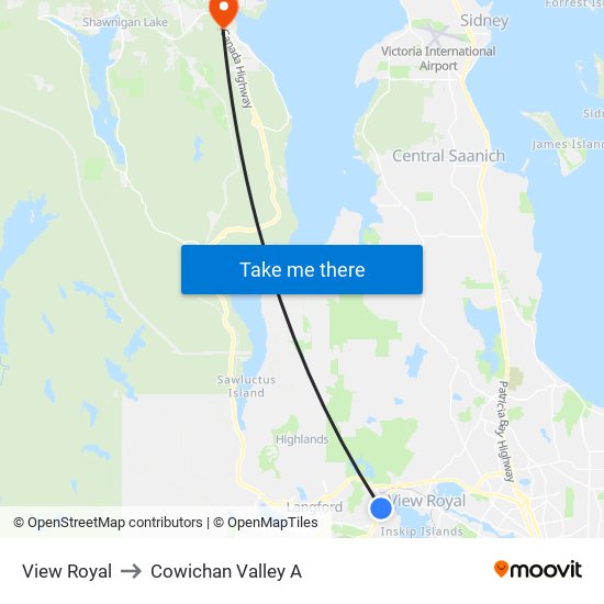 View Royal to Cowichan Valley A map