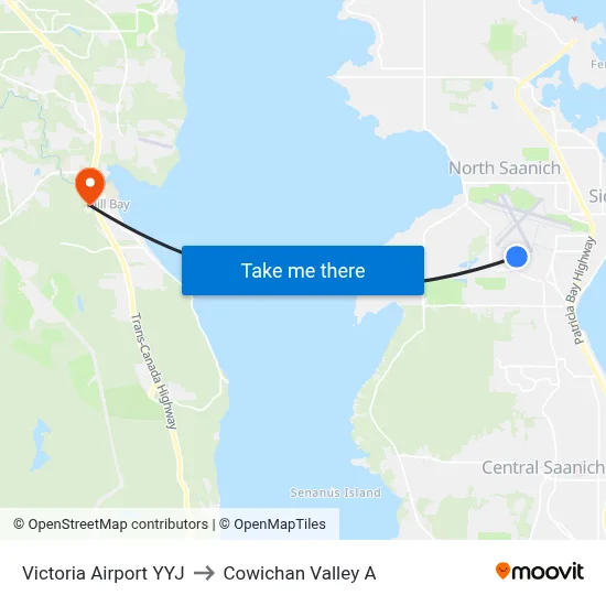 Victoria Airport YYJ to Cowichan Valley A map