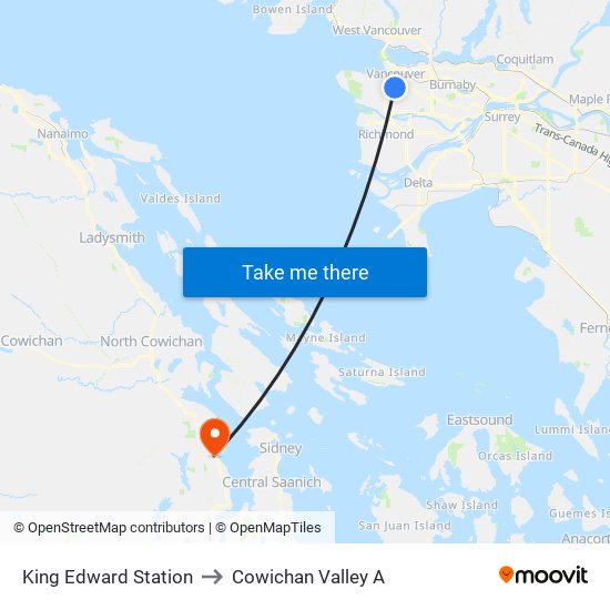 King Edward Station to Cowichan Valley A map