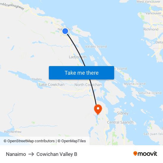 Nanaimo to Cowichan Valley B map