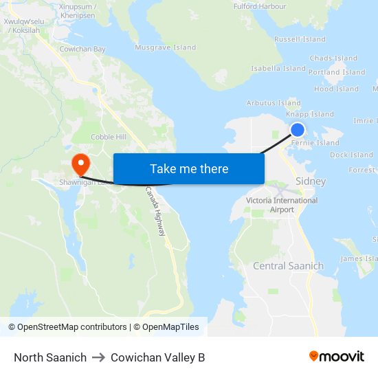 North Saanich to Cowichan Valley B map