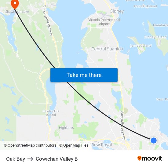 Oak Bay to Cowichan Valley B map