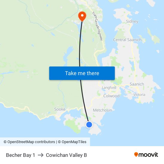 Becher Bay 1 to Cowichan Valley B map