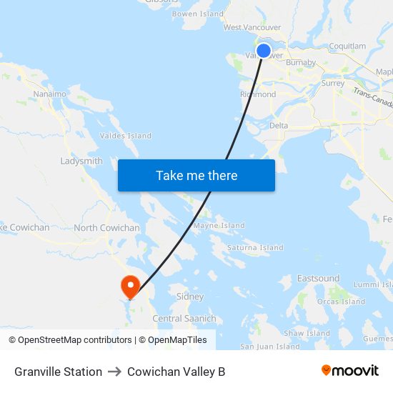Granville Station to Cowichan Valley B map