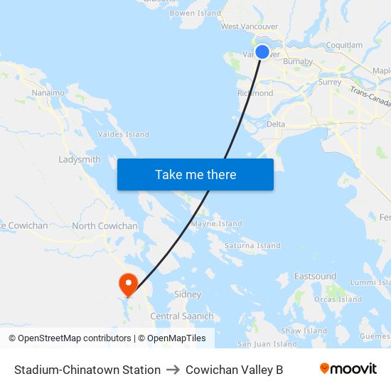 Stadium-Chinatown Station to Cowichan Valley B map