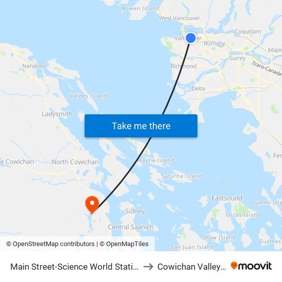 Main Street-Science World Station to Cowichan Valley B map