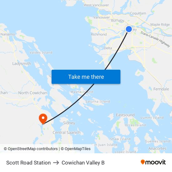 Scott Road Station to Cowichan Valley B map