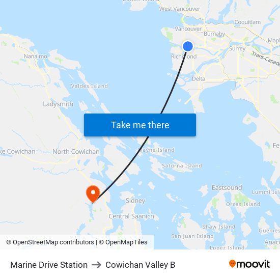 Marine Drive Station to Cowichan Valley B map
