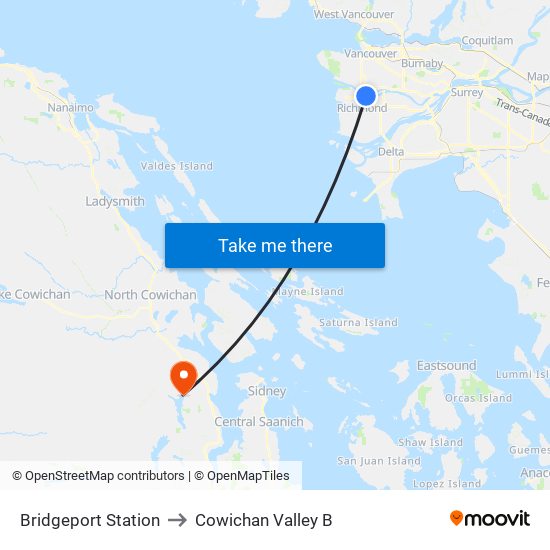 Bridgeport Station to Cowichan Valley B map