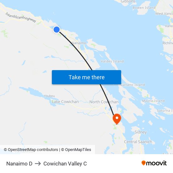 Nanaimo D to Cowichan Valley C map