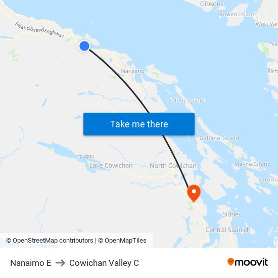 Nanaimo E to Cowichan Valley C map