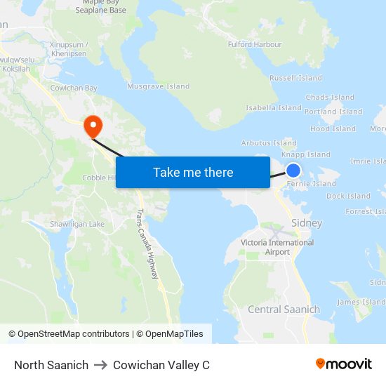 North Saanich to Cowichan Valley C map