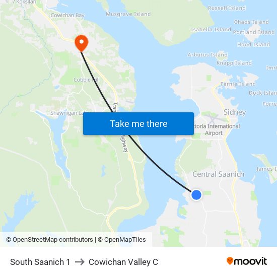 South Saanich 1 to Cowichan Valley C map