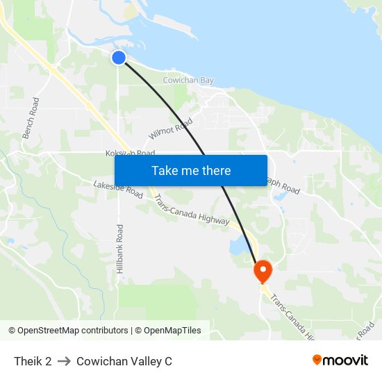 Theik 2 to Cowichan Valley C map