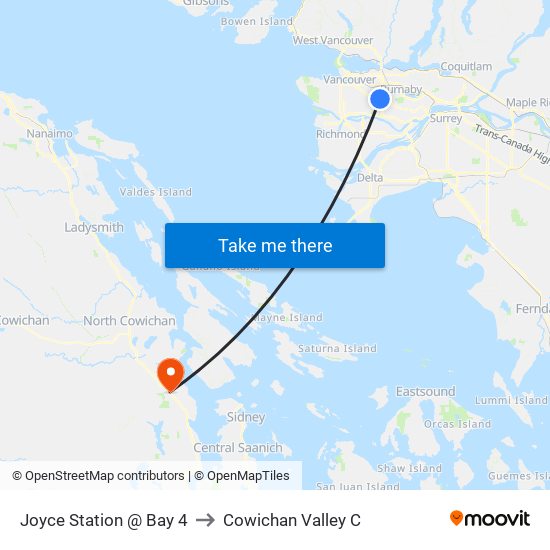 Joyce Station @ Bay 4 to Cowichan Valley C map