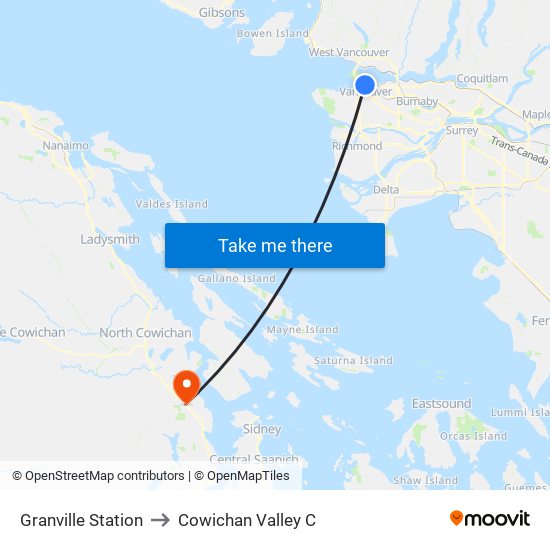 Granville Station to Cowichan Valley C map