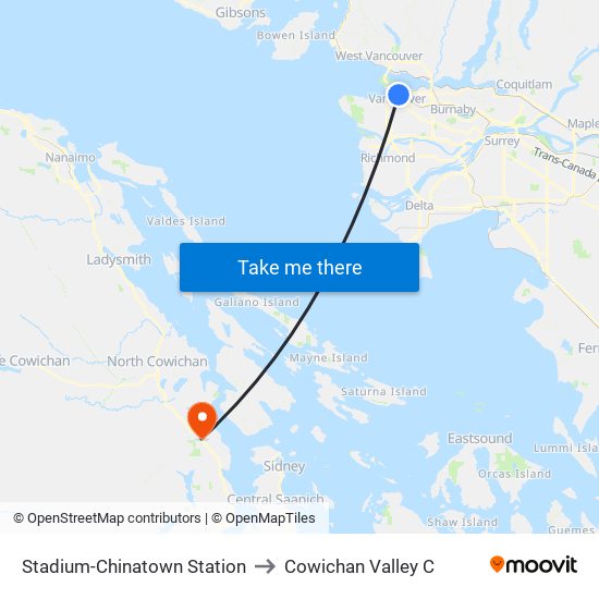 Stadium-Chinatown Station to Cowichan Valley C map