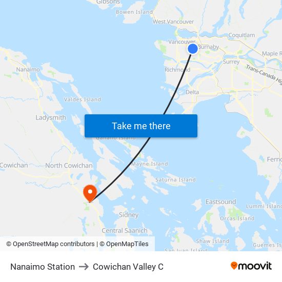 Nanaimo Station to Cowichan Valley C map