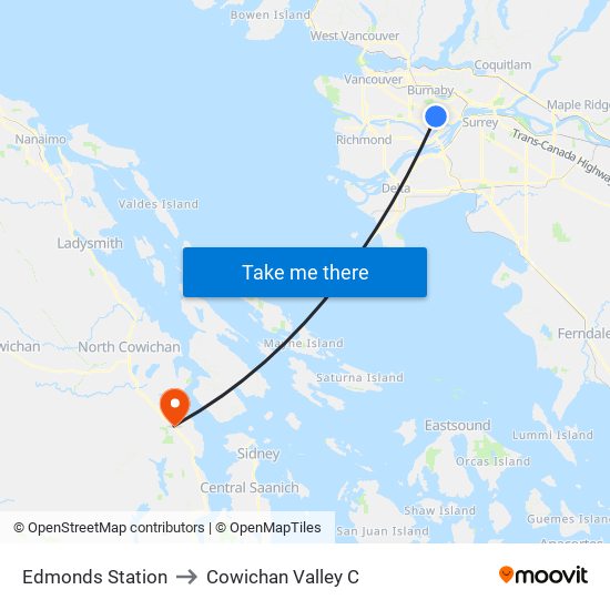 Edmonds Station to Cowichan Valley C map